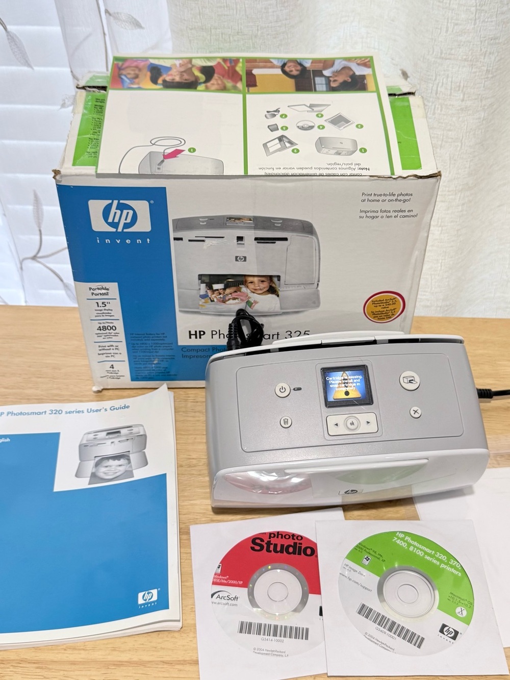 Vintage HP Photosmart 325 Compact Photo Printer w/ Box Manual & CDs